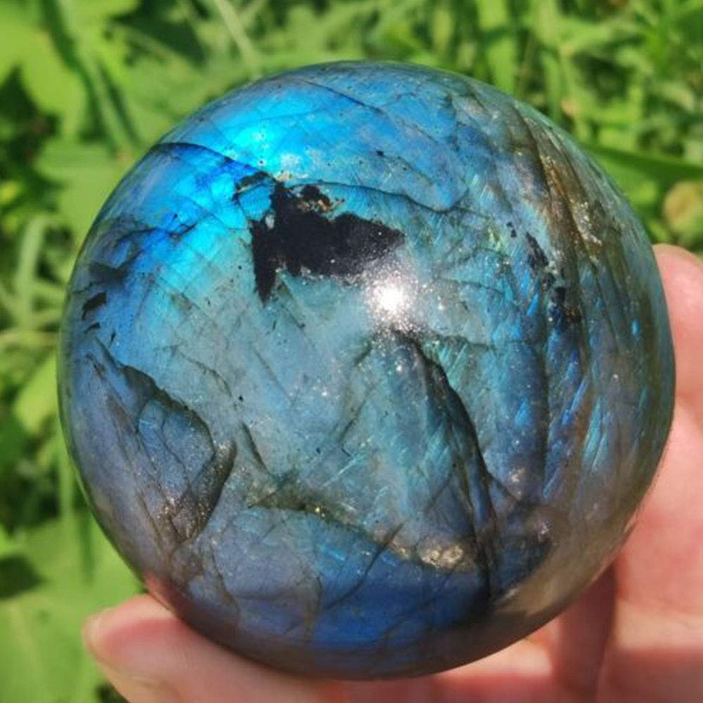 Acxico 1Pcs 60mm Natural Labradorite Quartz Sphere Quartz Crystal Ball Reiki Healing