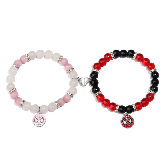 Miss Pink Spider Matching Bracelets for Couples Gf And Bf, Best Friend Bracelets Christmas Anniversary Bracelet Gifts for Boyfriend Husband Spider Bead Jewelry for Women Men Her (SSN)