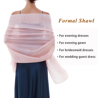 RIIQIICHY Ladies Pink Scarf Pashmina Shawls and Wraps for Weddings Like Silk Chffion Scarf for Women Evening Dresses