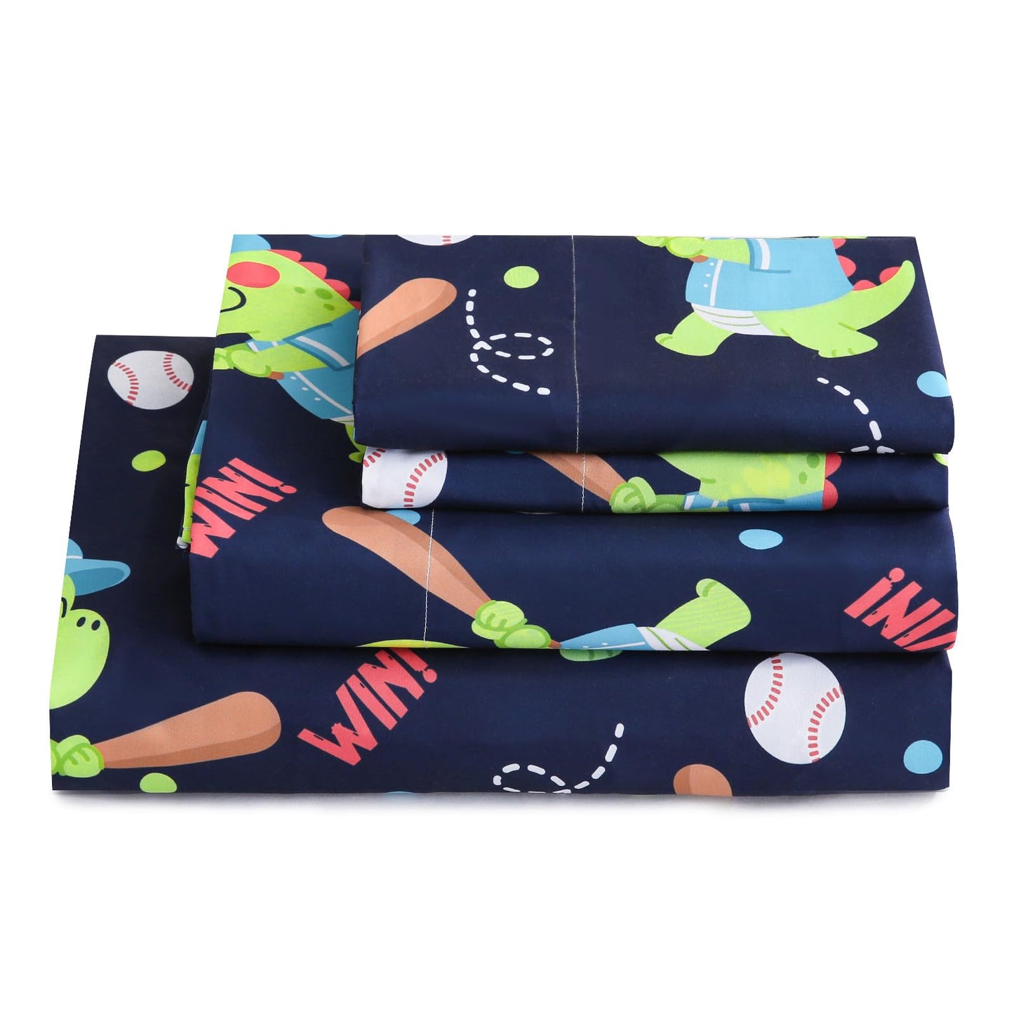 ChicView Full Sheet Set Kids,4 Pieces Breathable Soft Microfiber Bedsheets for Child Boys Girls, Anti Pilling Deep Pockets Easy Care Bed Sheets, Dino
