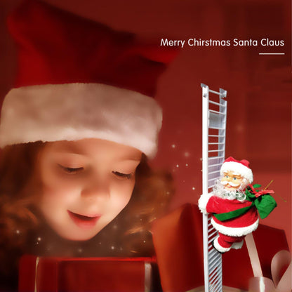 Electric Santa Climbing Up and Down Tree with Music, Bag of Presents - Holiday Decor for Home, Door, Wall - Xmas Ornament