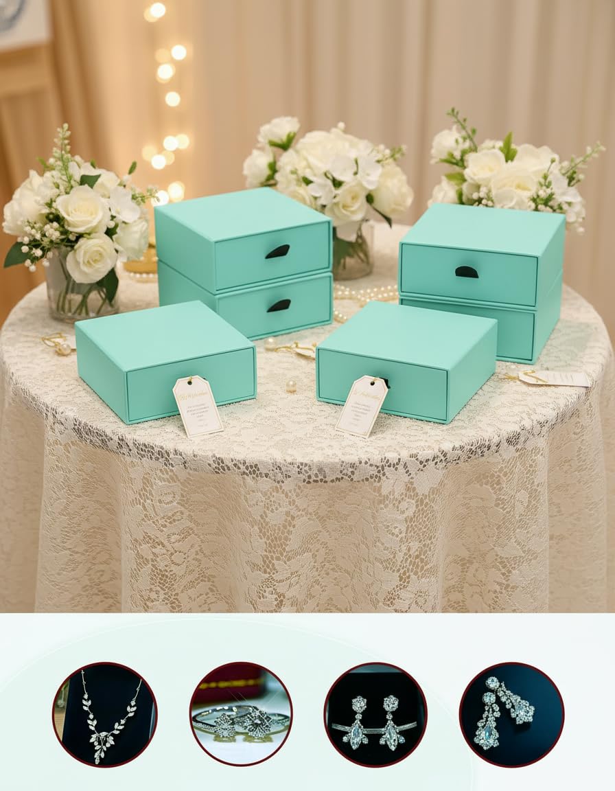 Wuqoioo Jewelry Gift Box, 12 Pack Necklace Gift Boxes Bracelet Cardboard Jewelry Gift Boxes Necklace Box For Bracelets Earrings Necklaces Jewelry Gift (Blue)