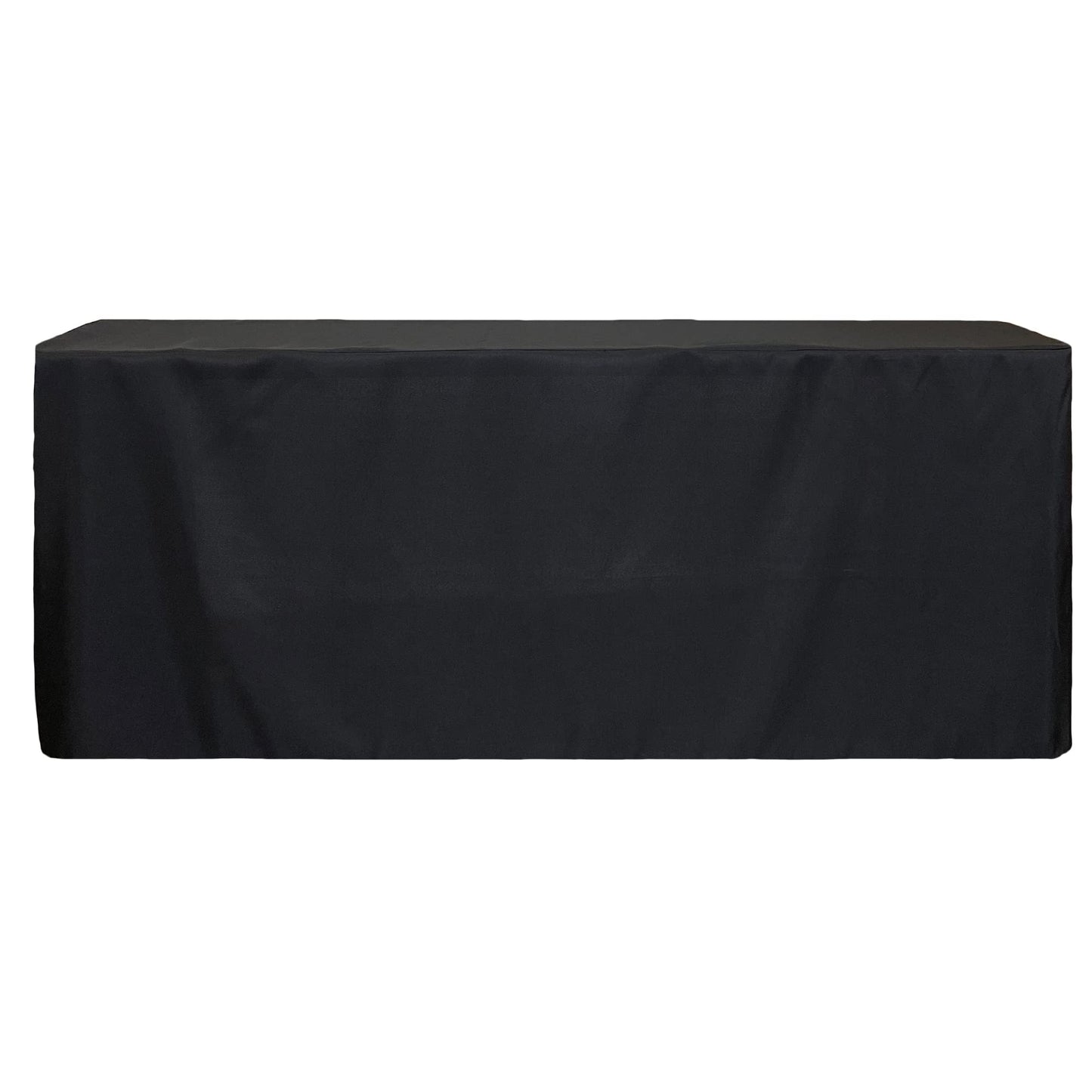 YOUR CHAIR COVERS - 8 ft X 18 inch Fitted Open Back Polyester Rectangular Tablecloth - Black