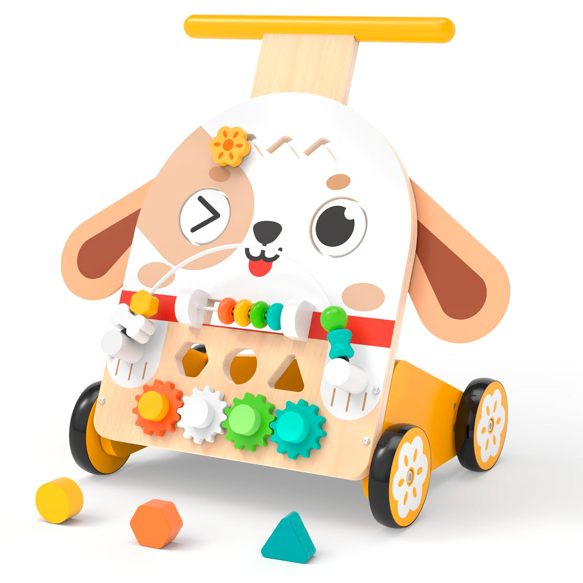 Yuyctwg Wooden Baby Walker, 6-in-1 Push Walker for Toddlers