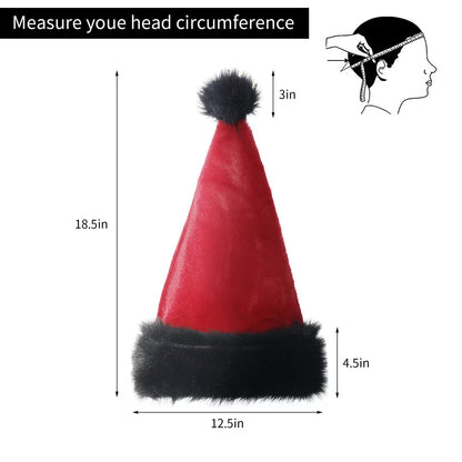 TWSANTAMAS Personalized Santa Hat - Super Soft Plush Christmas Hat for Adults, Unisex Holiday Party Gift (Black-Burgundy)
