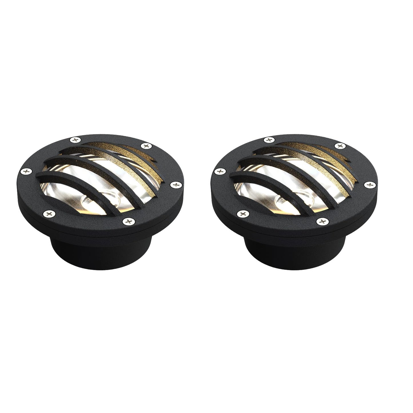 LL LIGHTING LIVING 2PK 12V Low Voltage In Ground Lights, 4W LED Well Lights 200LM 2800K Warm White Weatherproof Sealed Heavy-Duty Metal Housing Landscape Up Light with Connector