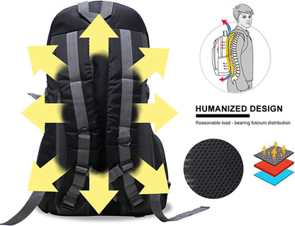 Besrina 40L Lightweight Hiking Backpack, Multi-functional Water-resistant Casual Camping Trekking Rucksack for Cycling Travel Climbing Mountaineer Outdoor Sport