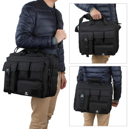 GES 15.6 inch Laptop Bag, Multi-funtion Men's Outdoor Tactical Nylon Shoulder Laptop Messenger Bag,Briefcase Handbags for Camera/Tablet/Notebook (Black)
