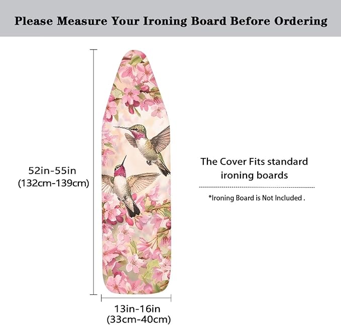 Flower Hummingbird Cover for Ironing Board Non Stick Scorch Ironing Board Cover