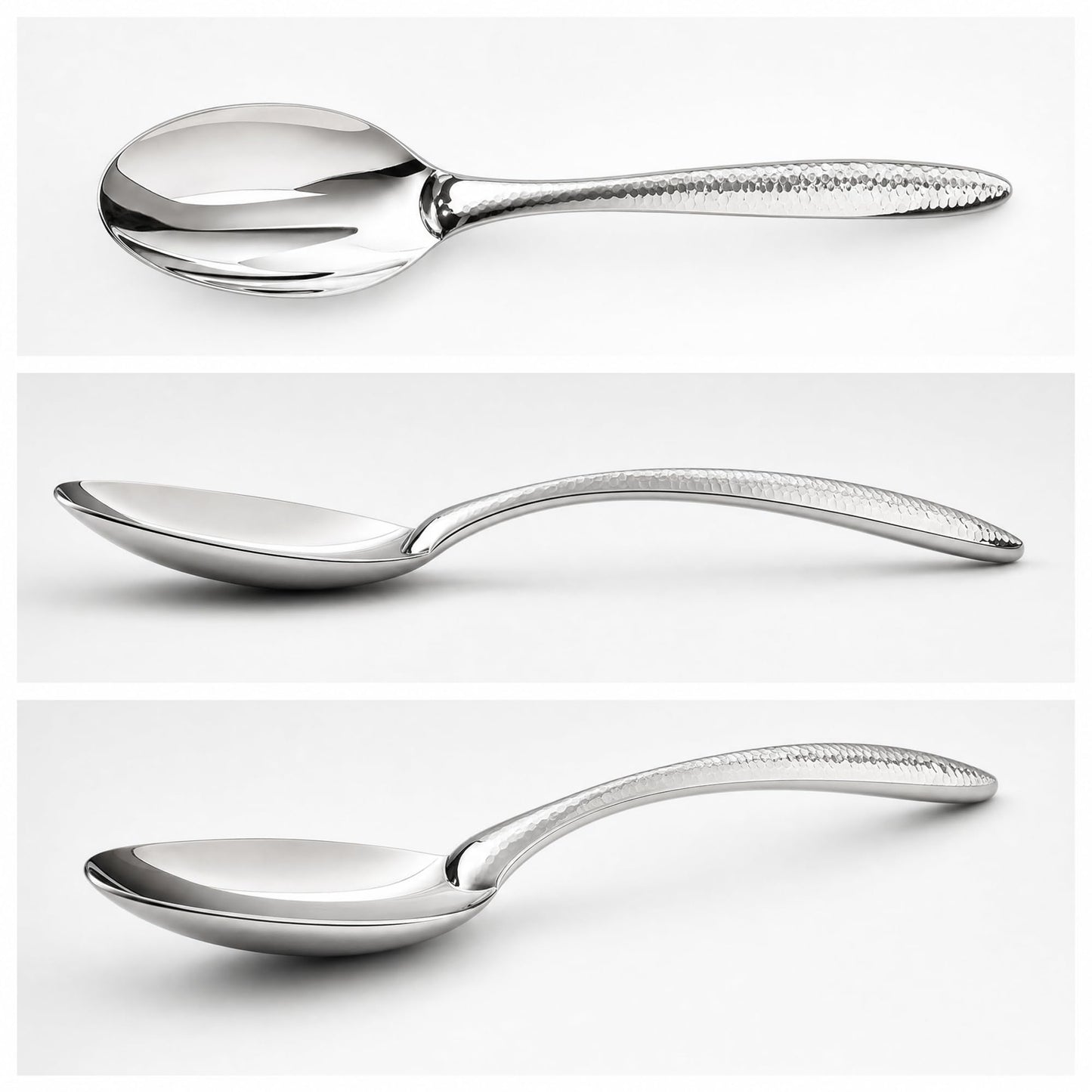 Stainless Steel Serving Spoon Set of 2, Solid Spoon & Slotted Spoon with Thick Non-Slip Ergonomic Handle, Heavy Duty Serving Utensils for Buffet, Party, Kitchen, 9.84 Inch