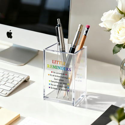 Gkodw Little Reminders Pen Holder Cosmetic Organizer, Fun Self Love Pen Pencil Holders for Desk, Appreciation Little Reminders Desk Accessories, Home Office Gifts Organizer for Daughter Son Therapist