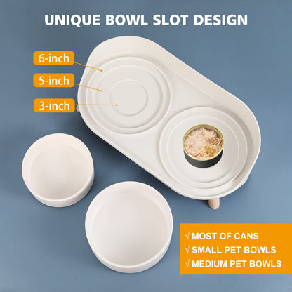 Elevated Ceramic Dog Bowl Set - Double Dog Feeding Bowls with Stand Splash Proof - Raised Dishes for Food and Water - Ideal for Small to Medium Dogs - 2 x 850 ml - 28.74 oz - White
