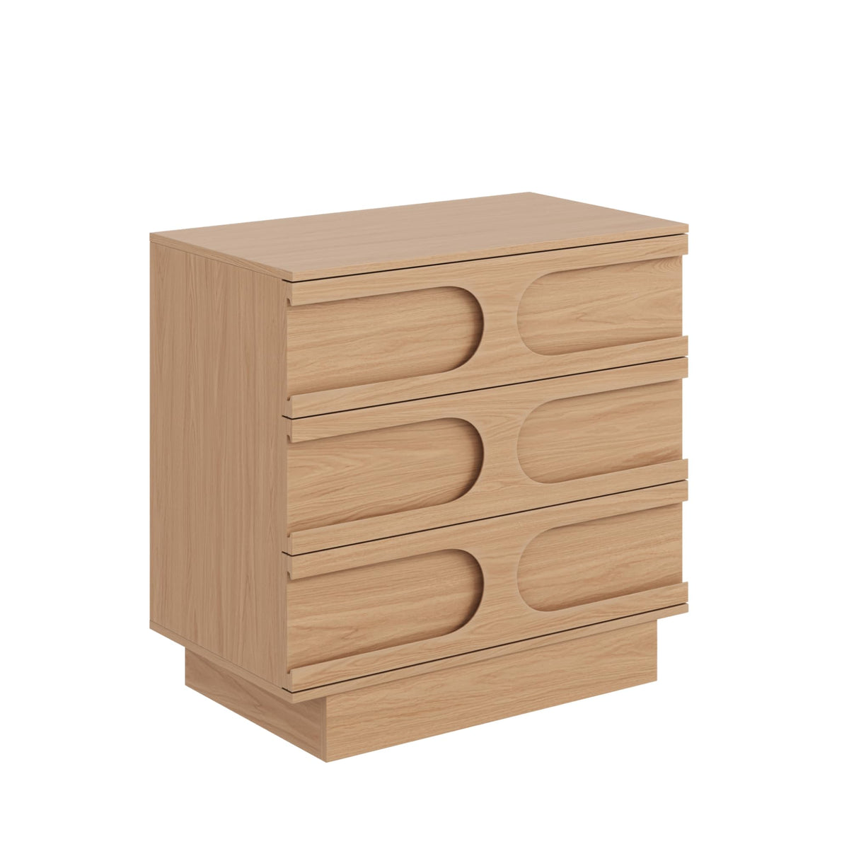 Nathan James Iris 3 Drawer Dresser, Mid-Century Modern Solid Wood Dresser for Bedroom, Raw Oak