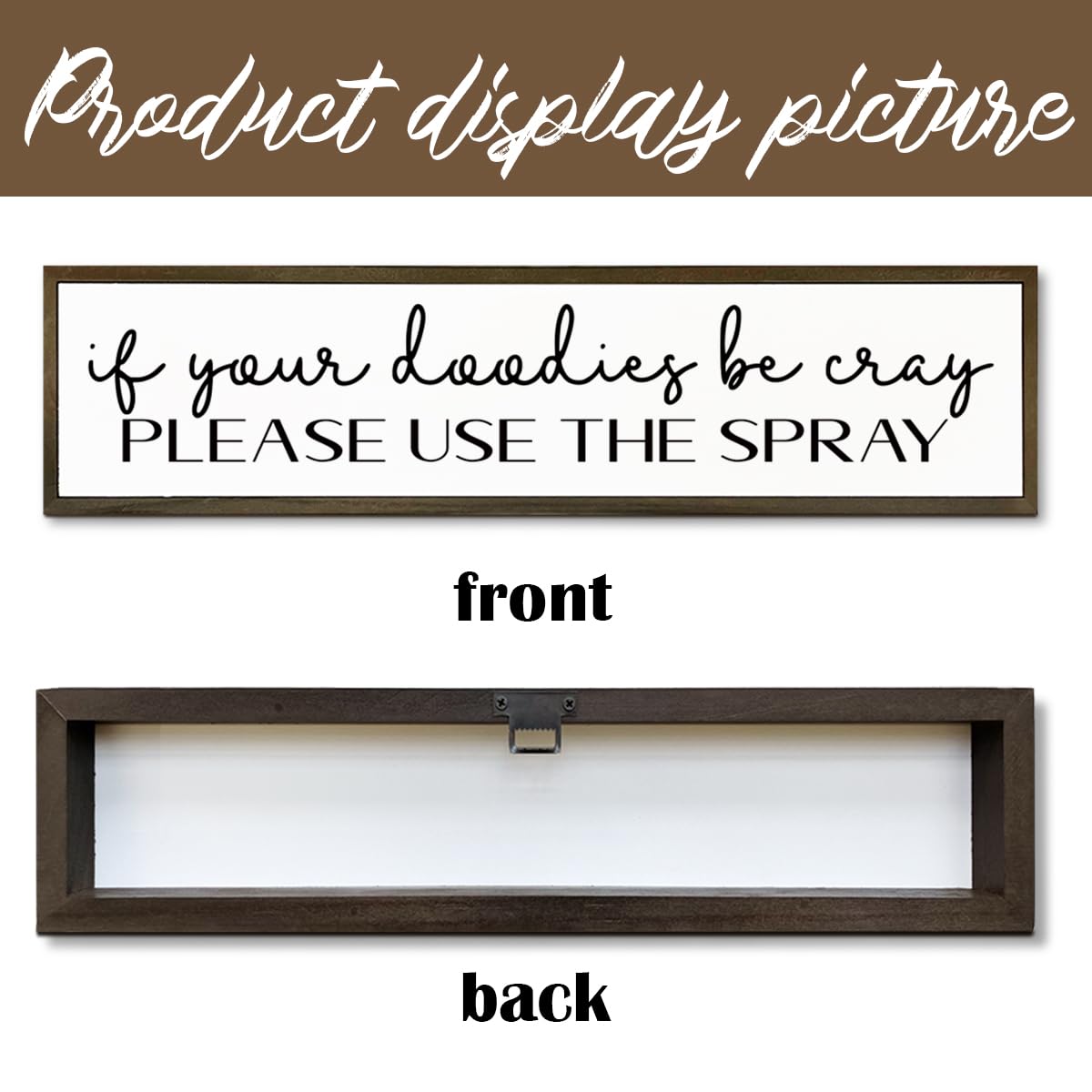 Funny Bathroom Signs, If You Doodies Be Cray Please Use the Spray Sign, Decoration for Toilet Restroom Bathroom, Rustic Wood Decor for Tabletop, Decorative Wooden Box Sign, 17.8x4x1.2 inches