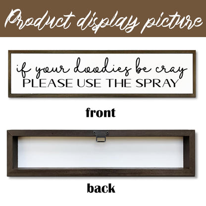 Funny Bathroom Signs, If You Doodies Be Cray Please Use the Spray Sign, Decoration for Toilet Restroom Bathroom, Rustic Wood Decor for Tabletop, Decorative Wooden Box Sign, 17.8x4x1.2 inches
