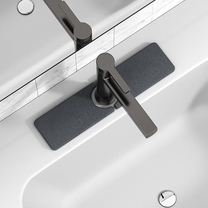 15.8" x 4" Stone Faucet Mat for Kitchen Sink, Quick Drying Diatomite Sink Tray