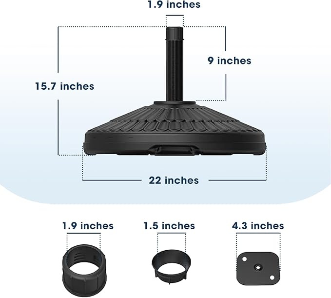 wikiwiki 80 Lbs HDPE Round Patio Umbrella Base, Weighted Umbrella Stands Fits 1.5-1.9in Poles for Garden, Lawn, Deck, Backyard & Pool, Black