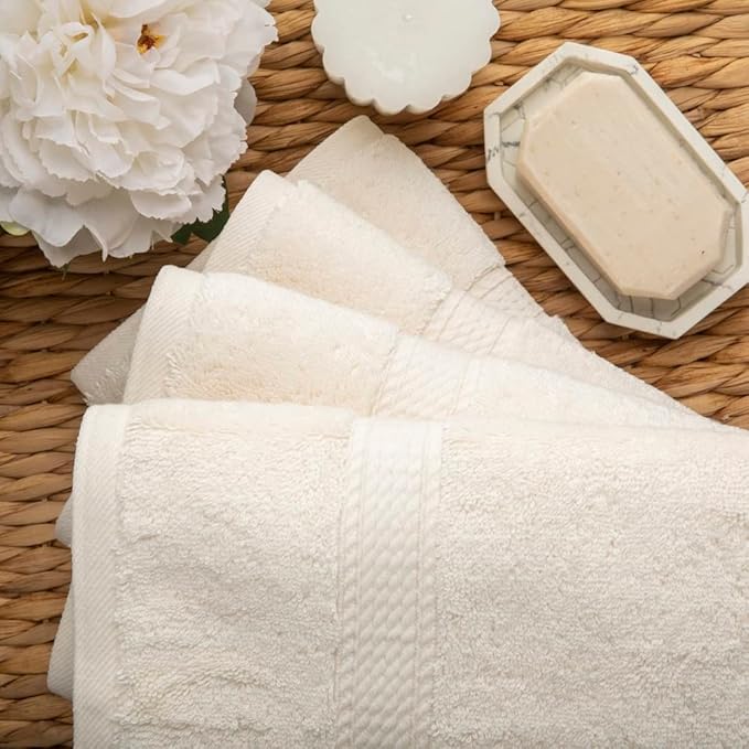 SUPERIOR Egyptian Cotton Pile Hand Towel Set of 4, Ultra Soft Luxury Towels