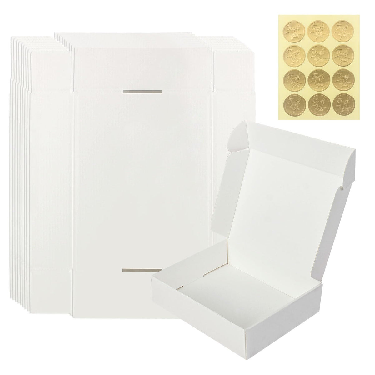 JAGERGREEN White Gift Box with Lid, 8.6x6.7x2.1 Inches Small Collapsible Gift Boxes with Seal Stickers for Birthday, Valentine’s Day, Bridesmaid Proposal, Wedding, Party Favor, Presents (Pack of 10)