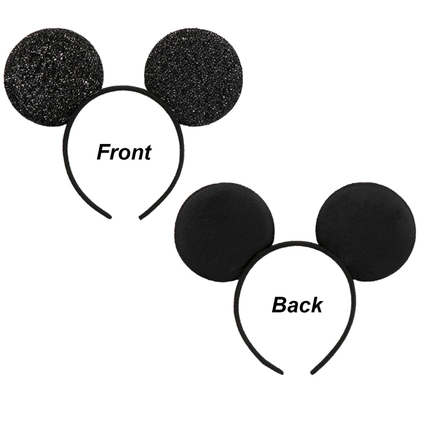 CHuangQi Mouse Ears Headband, Black Ears Hairband for Boys & Girls Birthday Party,12pcs