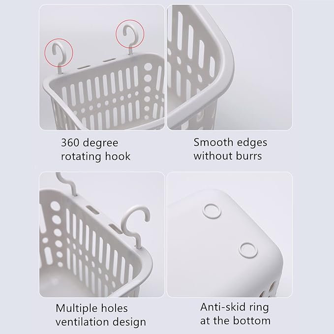 3PCS Plastic Hanging Baskets for Shower, Hanging Basket Organizer