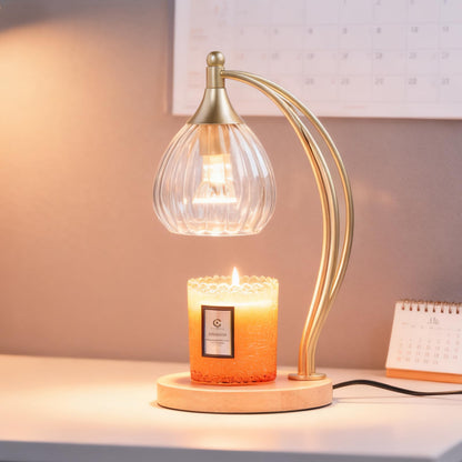 Candle Warmer Lamp with Timer - Dimmable Candle Warmer for Jar Candles-Electric Candles Warmers Light Birthday Gifts for Women Mom House Warming Gifts New Home Decor Gold and Transparent 2 Bulb