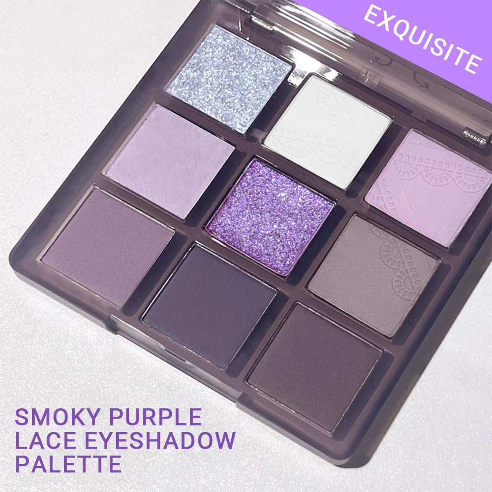 Purple Eyeshadow Palette for Eye Makeup,High Pigmented Silver White Tan Grape Brown Color Light Violet Eye Shadow Primers, Matte Shimmer Powder Palet de sombras de ojos