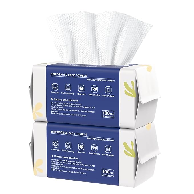 Disposable Face Towels, Biodegradable Ultra Soft Washcloths