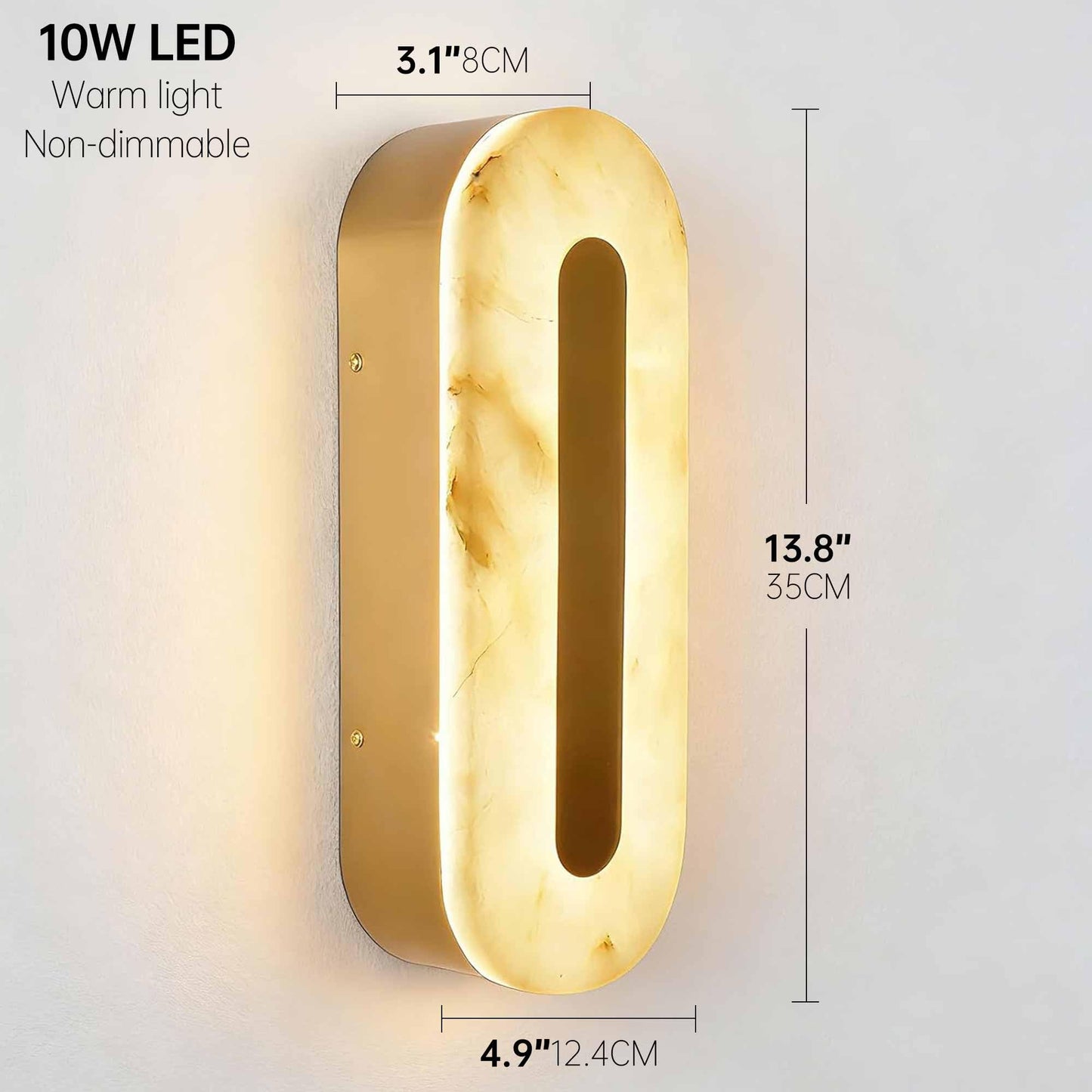 YMDHFS Alabaster Wall Sconces Natural Marble Wall Sconce Oval Stone Wall Light Gold Marble Bathroom Vanity Light Fixtures LED Bedroom Alabaster Lights for Living Room Showroom Staircase Hardwired