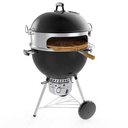 Onlyfire Stainless Steel Pizza Ring Kit with Rotisserie,pizza stone and shovel, Multifunctional BBQ Kit, for Roasting Chicken and Cooking Pizza, fits Most 57CM Charcoal Kettle Grills