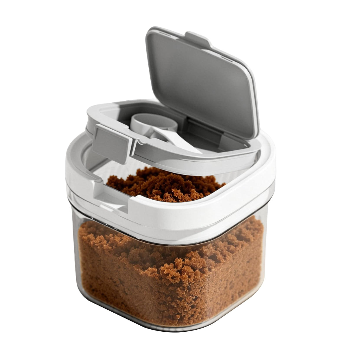WHuaRunSen Sugar container with spoon, transparent milk powder jar, easy to clean, suitable for putting coffee, flour and sugar. (800 ml)