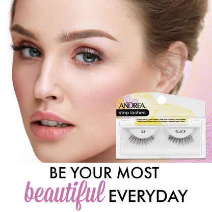 Andrea Natural False Lashes Style 53 - Black, Natural Look Strip Lashes for Everyday Wear, 4 Pairs