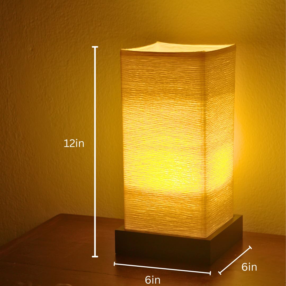 Import Nomad Unbound Dimmable Japanese Lamp Table Lantern • Small Warm Woven Glow Light • Nightstand Bedside Akari • Noguchi Style | UL Wire | Instructions + Lightbulb Included | (Ivory)