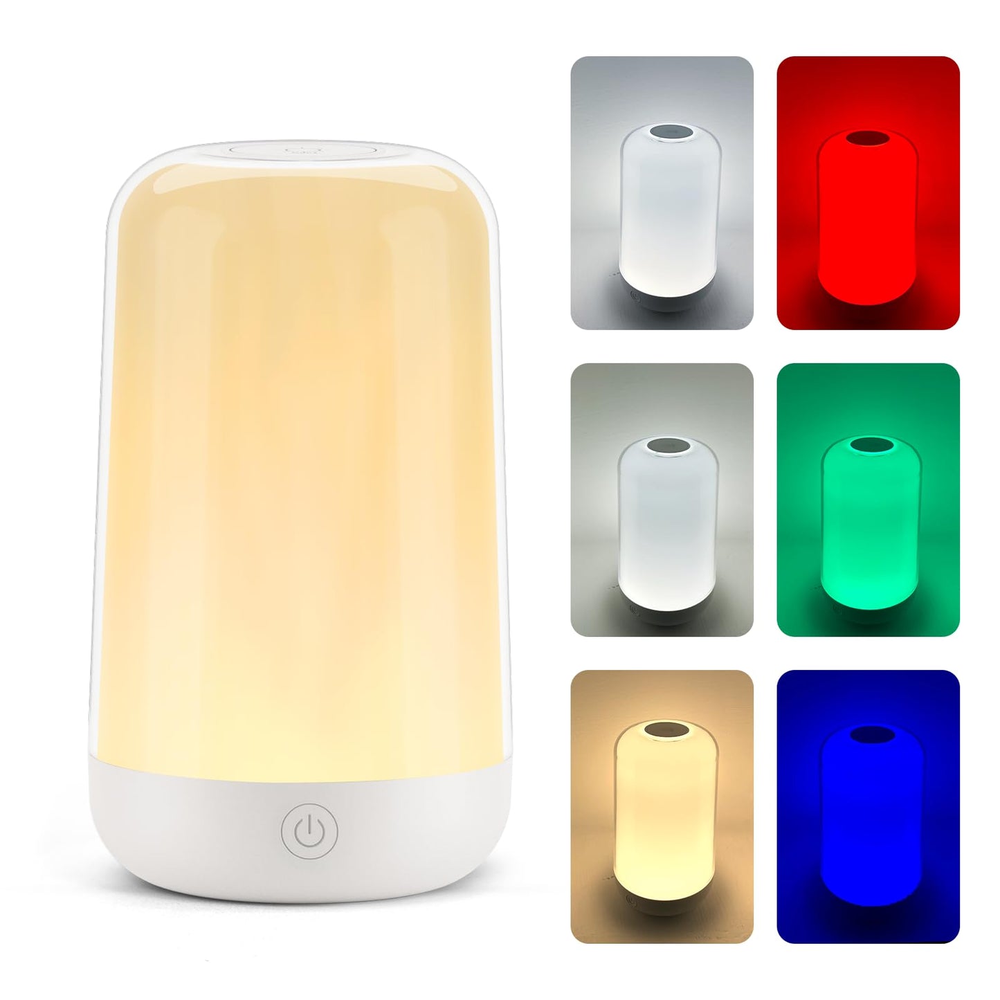 FRIDEKO HOME RGB Touch Bedside Lamp for Nightstand, 3 Color Temperatures Rechargeable Battery Night Light, Dimmable Mood Lighting for Bedroom Living Room Nursery, Breastfeeding, Kids, Adult