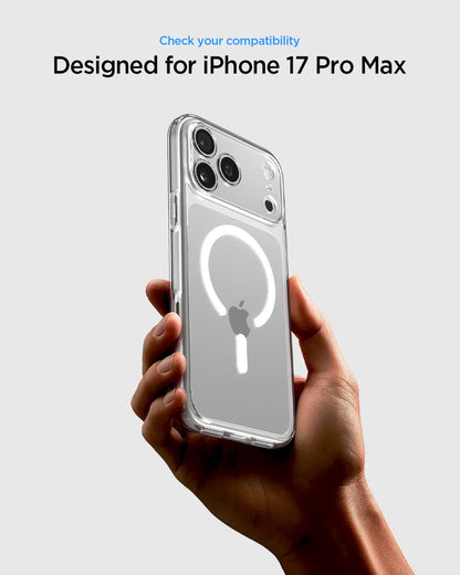 Spigen Ultra Hybrid MagFit Case for iPhone 17 Pro Max (2025), Compatible with MagSafe Accessories [Anti-Yellowing] [Dura Clear] [Military-Grade Drop Protection] - Clear White