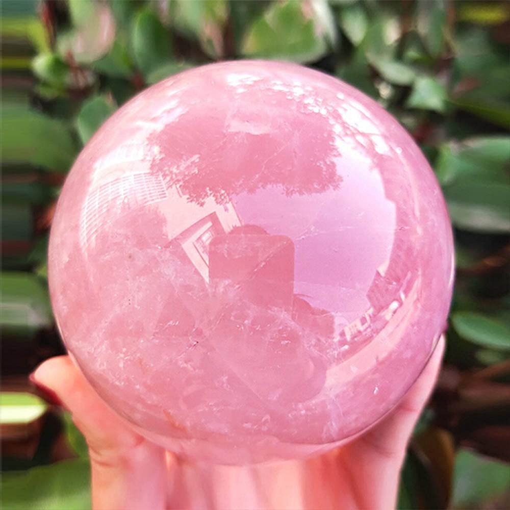 MDYSC Natural Pink Rose Quartz Magic Crystal Healing Ball Ornament Sphere + Base (5cm (2inch))
