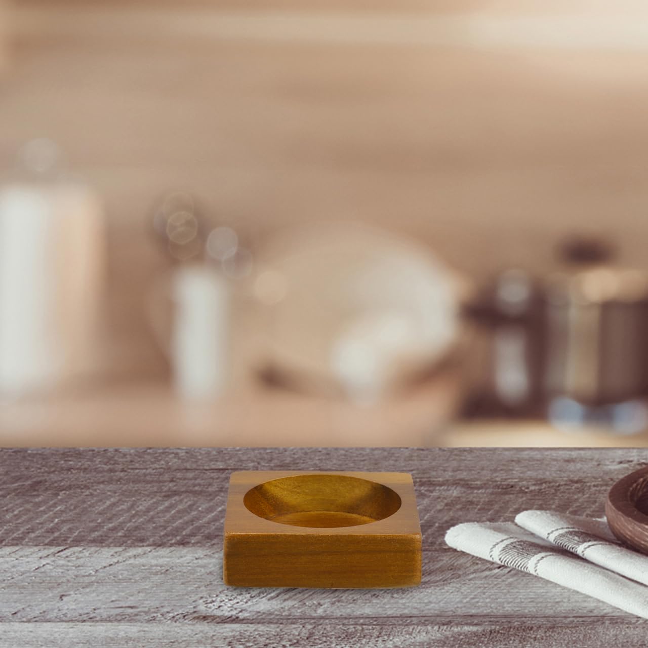 TOPPERFUN Salt and Pepper Tray, Wooden Grinder Base for Kitchen Counter, Acacia Wood Storage Holder for Salt Mill and Pepper Shaker, Non-Slip Countertop Organizer for Spice Set