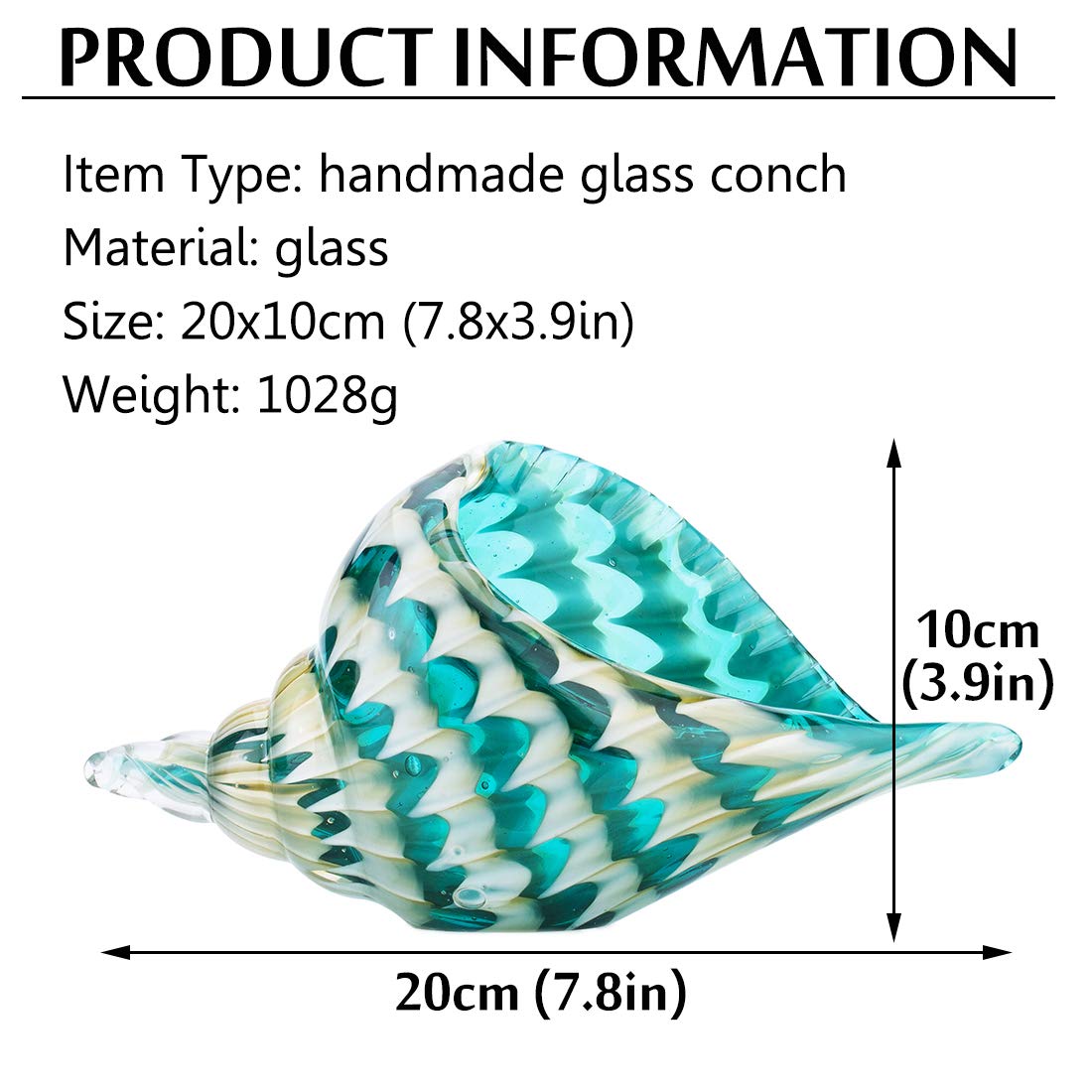 Qf Hand Blown Seashell, Beautiful Home Decor, Handmade Glass Art, Glass Conch