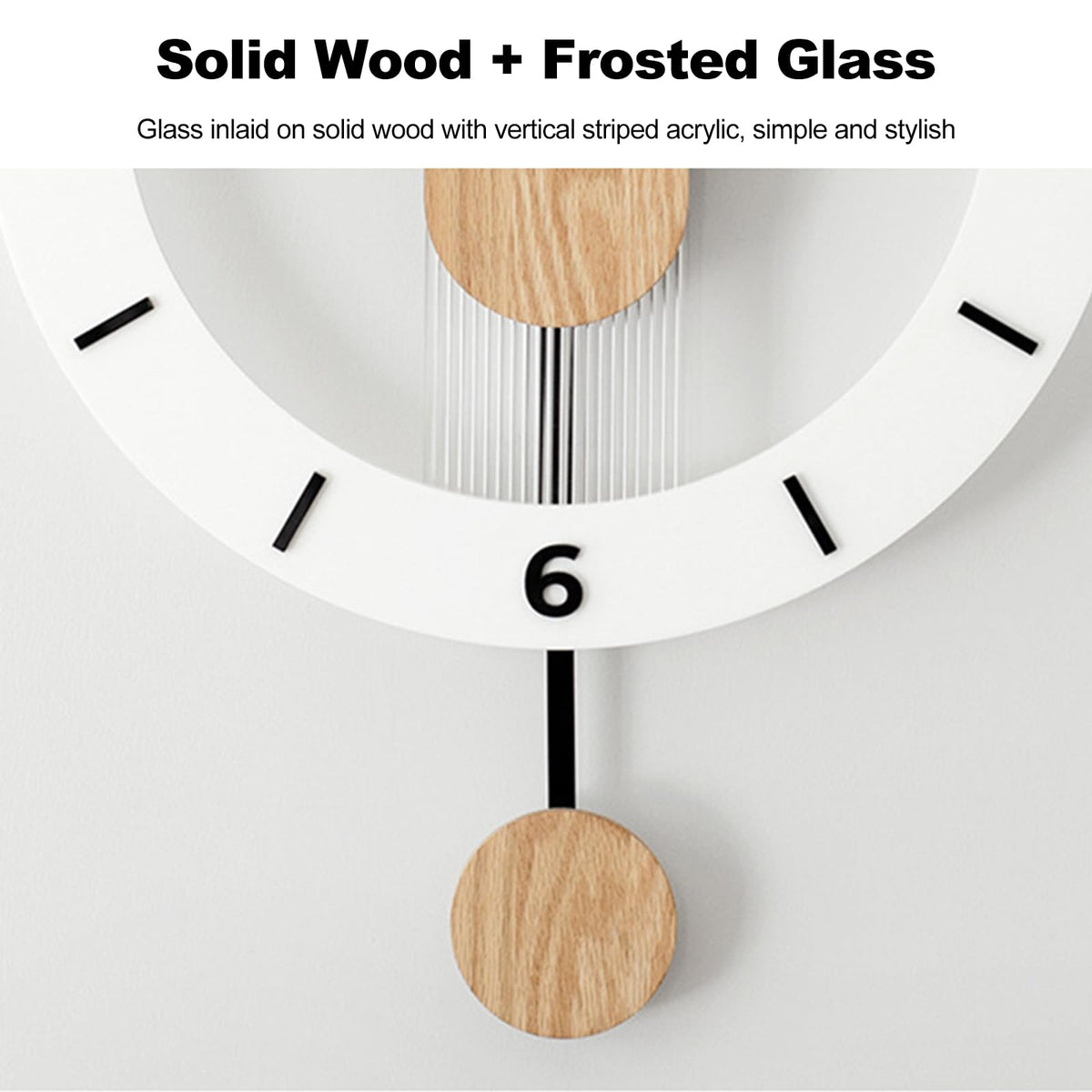 Ergocar Wooden Swing Clock, The Mute Wooden Roman Numeric Hanging Clock, Suitable for Decorative Living Room, Kitchen, Bedroom, Office