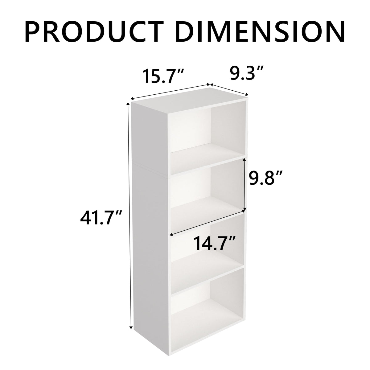 NewBeth Wooden 4 Cube Storage Organizer, 4 Tier Tall Modern Bookshelf Freestanding Storage Display Organizer, Versatile Cubes Shelf and Cubby Unit for Living Room, Bedroom, Home Office 15.7inch