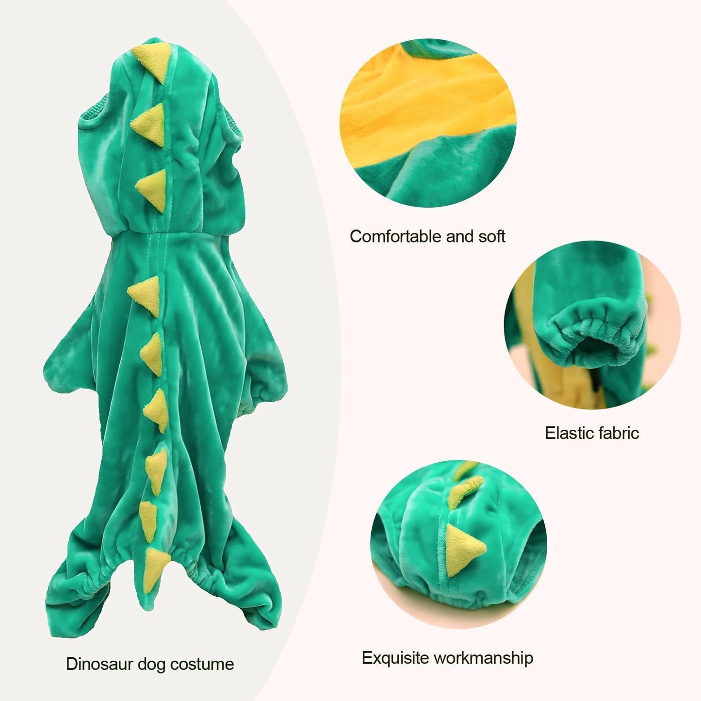 Hotumn Dinosaur Dog Halloween Costume Pet Dino Hoodie for Medium Dogs (X-Large, Green)