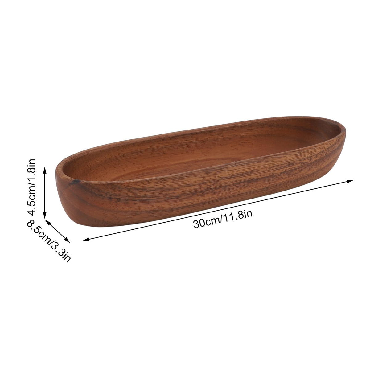 Rengue Wooden Salad Bowl, Serving Bowl Solid Wood for Fruits Snacks Desserts Large Capacity Boat Shaped for Kitchen Table