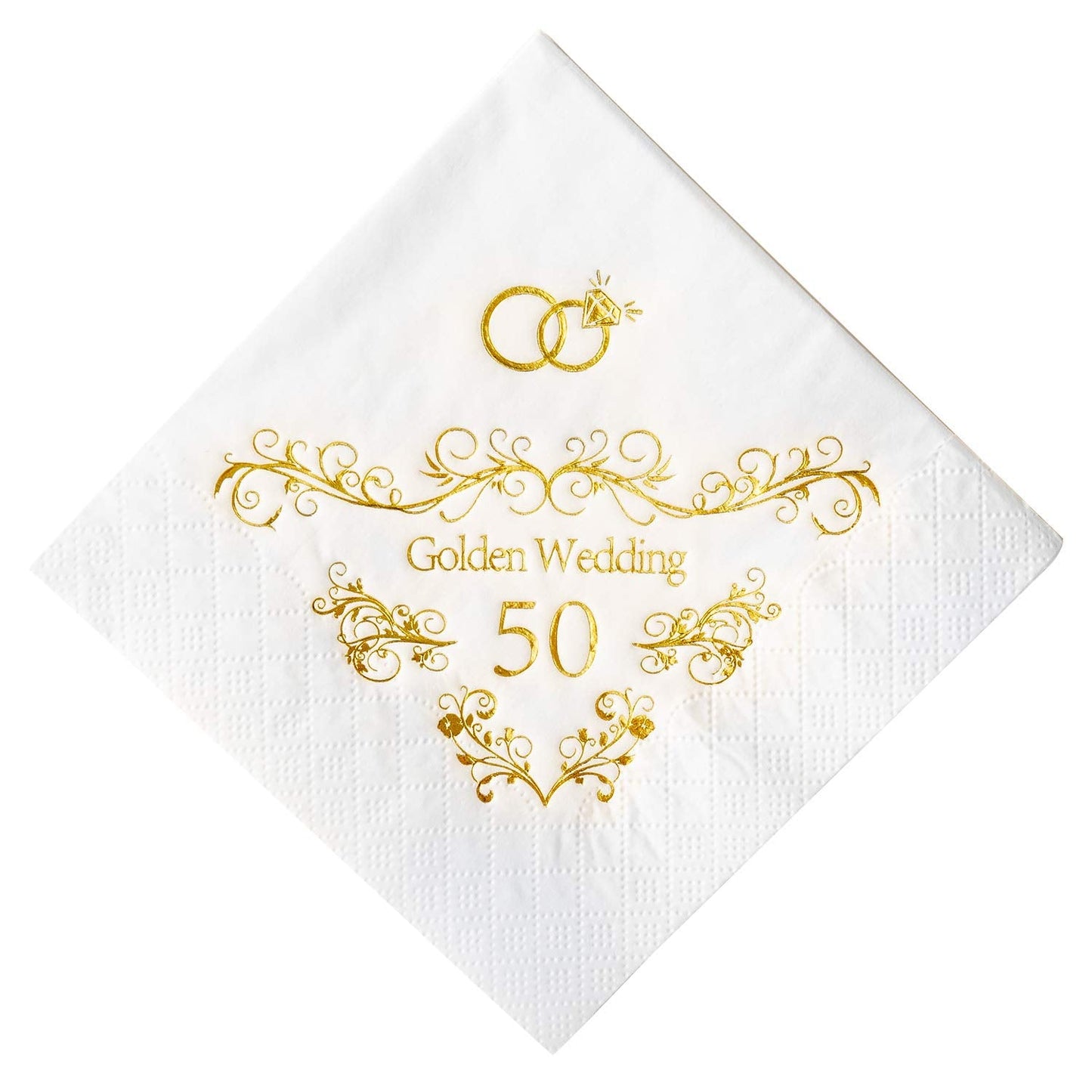 Crisky 50th Anniversaray Napkins, Gold Foil Text, 50th Anniversary Party Decorations 50 Pcs, 3-ply