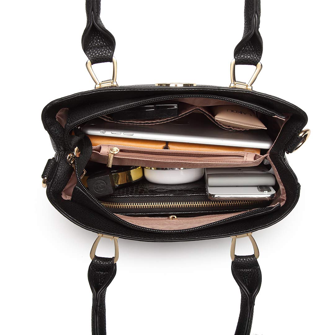 Miss Lulu Handbag for Women, Woven and Chevron Pattern, M Logo on The Front, Top Handle or Shoulder Bag