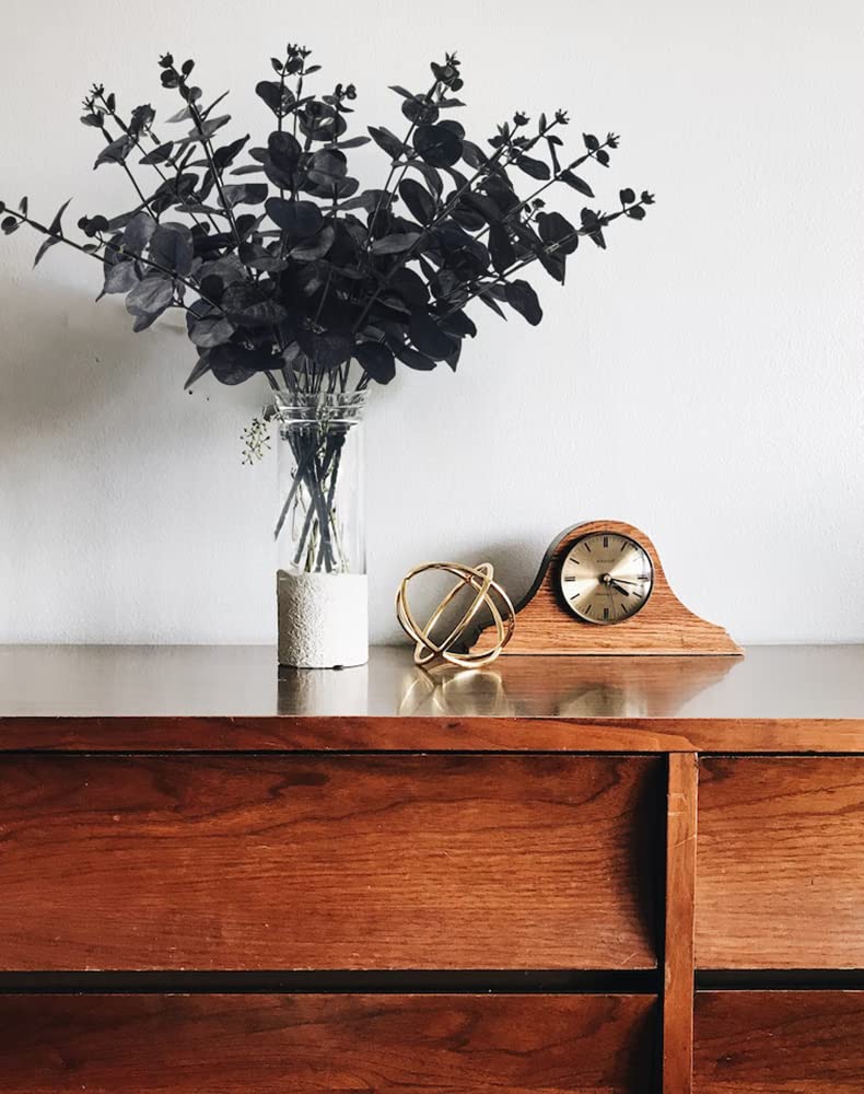 Halloween Artificial Flower, Black Eucalyptus Stems Leaves Branches Fake Flower Arrangement Farmhouse Decor (Black) 6Pcs