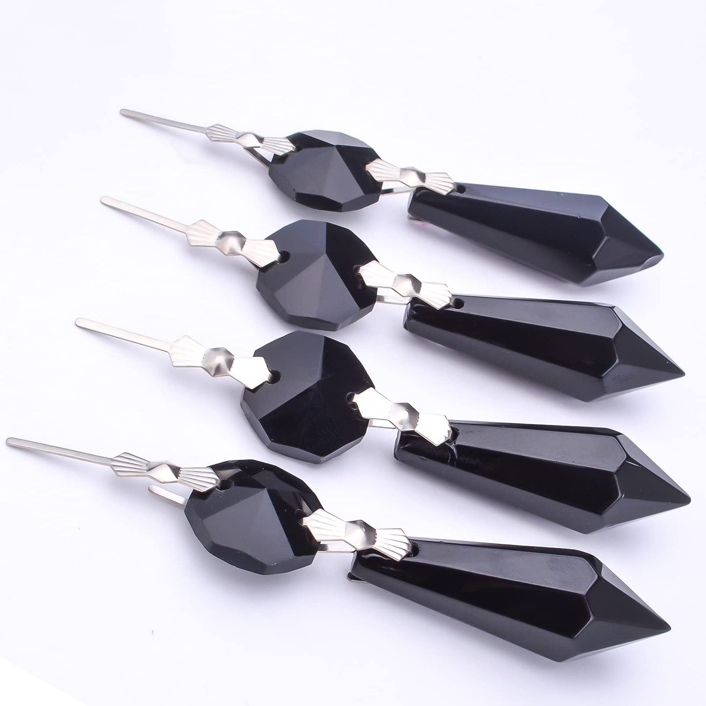 20pcs Crystals Prisms Glass Tip Beads Black Chandelier Icicle Drops Hanging Crystal Replacements Pendants for DIY Craft Jewelry Ornament Wedding Christmas Lamp Decoration, 35 mm