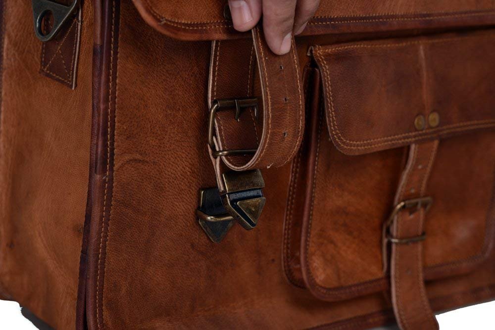 Leather briefcase for men 18 inch laptop messenger bag office satchel computer bag for men and women (18 INCH)