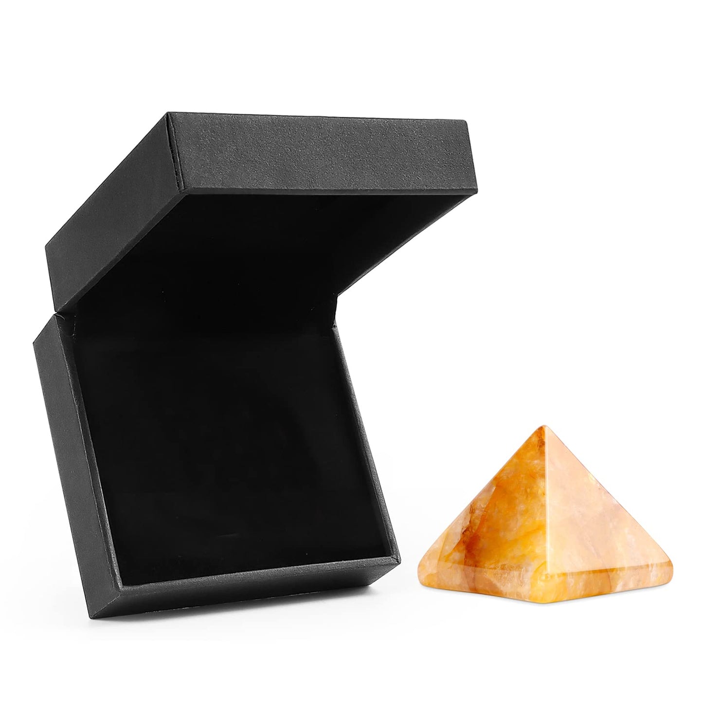 1.6"Citrine Crystal Pyramid Stone Hand Carved Gem Pyramid Healing Statue