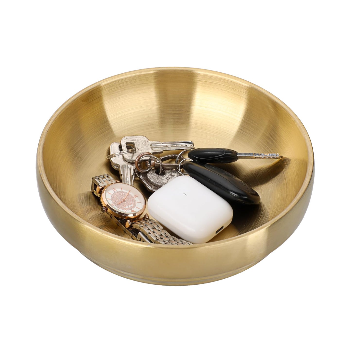 GUSHBIN 7.4 Inches Key Bowl for Entryway Table Decorative Bowl Key Dish for Organizing Tabletop Catch All Gold Fruit Bowls for Kitchen Counter, Coffee Table