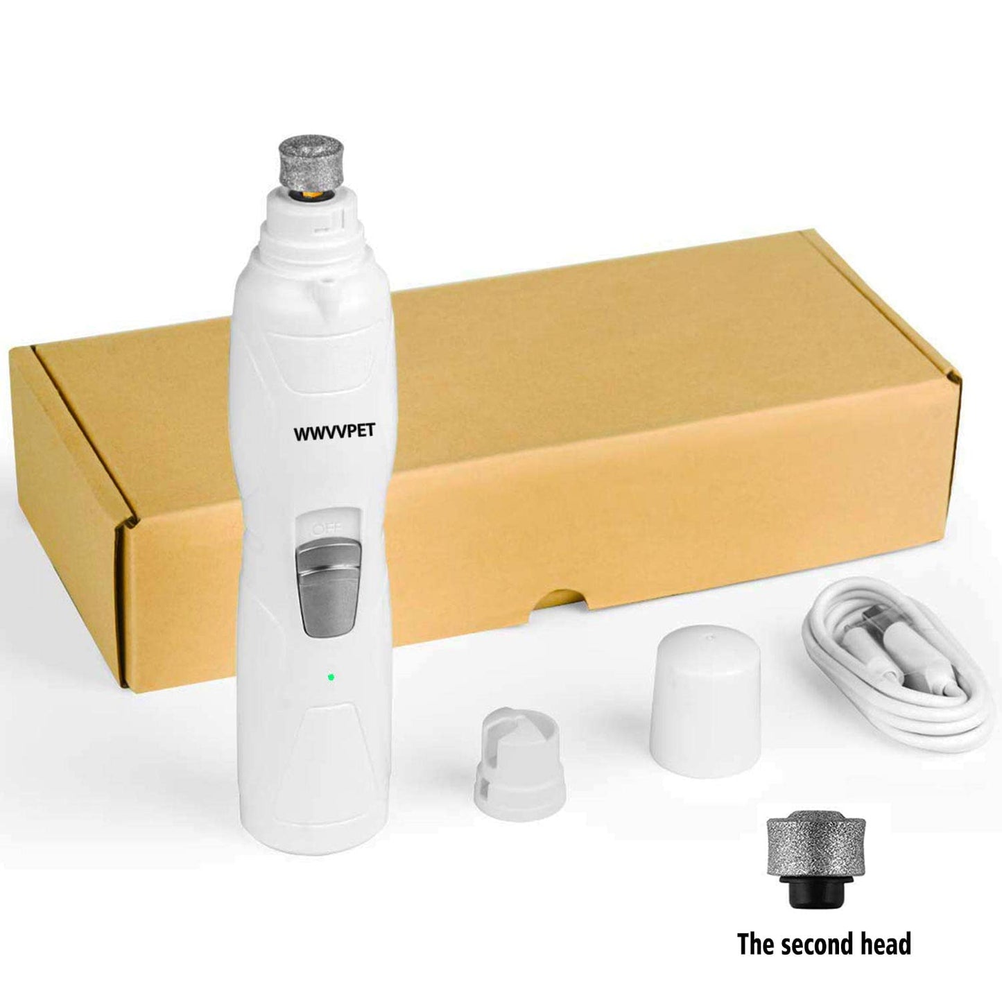Pet Nail Grinder with LED Light & 2 Grinding Heads, 2-Speed Low Noise & More Powerful Dog Nail Grinder, Pet Nail Trimmer File, Painless Paw Claw Care, Quiet Toenail Grooming Tool for L/M/S Dogs/Cats